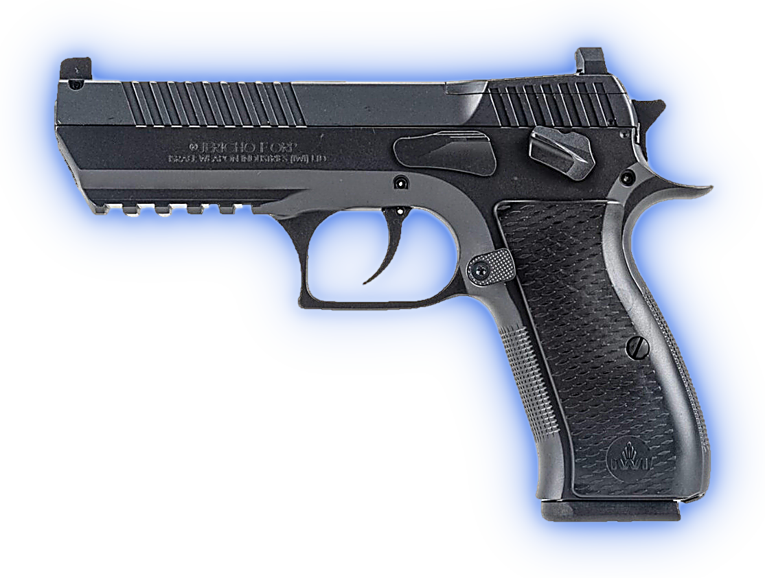 Jericho 941 F ORP vista lateral izquierda: corredera con corte para mira electrónica y miras doble testigo